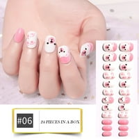 Lažni nokti kratki okrugli nokat s naljepljivim noktima sa jezičkim ljepljivim za poklon za kiseno rođendan