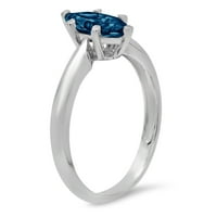 1CT Marquise Cut Prirodni London Blue Topaz 18K bijelo zlato Angažovane prstene veličine 9.5