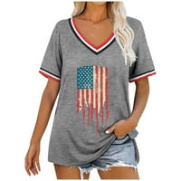 Žene slatke košulje Tee američka zastava Thirt kratki rukav ljetni grafički vrhovi casual labava fit