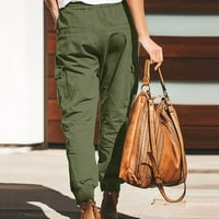 Ploknplq Ženske hlače Duksete Žene Žene Modne čvrste boje Kombinezone Pocket pantalone Ležerne hlače Radne hlače za žene Vojska zelena 4xl