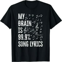 Moj mozak je 99% pjesme Lyrics Funny Singer Music Lover Majica Crna Velika