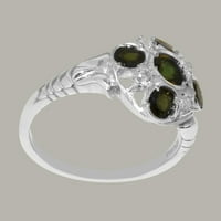 Britanci napravio je 10k bijeli zlatni prsten s prirodnim zelenim turmalinskim i dijamantnim prstenom