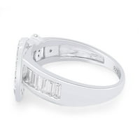 Bijeli kubični cirkonijski pojas kopča modni prsten u 14k bijelo zlato preko srebra sterlinga, veličina