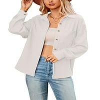 Kapreze ženske bluze dugih rukava na vrhu majica od vratnih majica od labavog tunika majica dolje bijela m