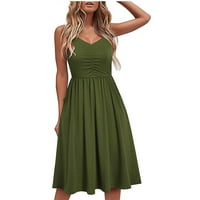 Vjenčanje haljina za goste ljetna haljina Ženska haljina Dužina koljena V-izrez Ležerne ljetne kancelarijske čipke Ženska haljina Žene oblače zelenu haljinu L