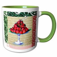 3drose vintage jagode voćne posude sa crvenim i zelenim okvirom za dama - kovitlaci Tekst elegantna