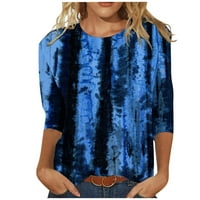 Ljetne bluze za žene, žensko ljeto Tri četvrtine rukava Crewneck Ležerne tiskane bluze