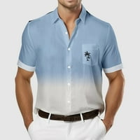 Muška ljetna majica grafikonska grafička košulja s kratkim rukavima majica s džepom plavom bojom