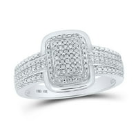 Ženska solidna 10kt bijela zlatna okrugla Diamond Cluster prsten CTTW veličine 7