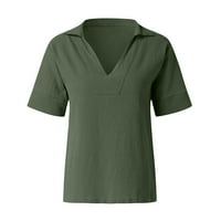 Radni bluze za žene Moda, Ženski ležerni ljetni vrhovi Trendy Comfy pamučna posteljina bluza Tunika