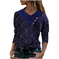 Žene Ležerne prilike Cross Skew ovratnike Štampane majice s dugim rukavima Tors Plus size Bluzes Majica