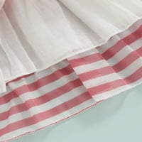 Djeca Djevojke Djevojke Dan neovisnosti Dress Starge Stripe Print Ruffles Sling haljina Ljeto Sunderss