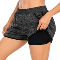 Žene 2-u-sportske kratke hlače trčanje joga kratkih hlača dvostruke hlače za atletičke vježbe sa džepom
