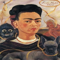Frida Kahlo - samoportret sa malim majmunom II - platno ili štampana zidna umjetnost