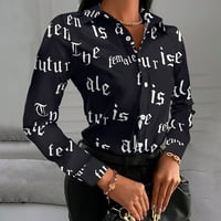 Ženske bluze za čišćenje Žene Ljetni modni tanak V-izrez Print casual full-rukave bluza