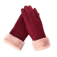 DNDKilg Termalne rukavice za žene debele odrasle za odrasle FUR Zimske rukavice za teen djevojke vino