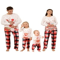 Gwiyeopda božićne pidžame za obiteljski set Red Plaid Elk tiskani PJS Xmas Loungewear