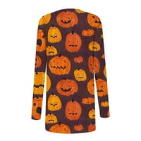 MLQIDK Cardigani za žene Trendi kardigani s dugim rukavima jesen Halloween Open-Front-Cardigan Pumpkin