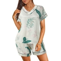 Žene Pajamas Satin Sleep rublje do rublje V izrez Majica Shorts Noćna odjeća Kućna odjeća Pidžama