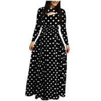 Miayilima crna XXXL Ležerne haljine za žene Boho Dugi modni print Cvjetni dame Duga haljina Ženska rukav