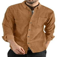 Groanlook Men Plain dugi rukav na vrhu navrate navratnikovni tasteri za bluzu za bluzu za bluzu za vrat