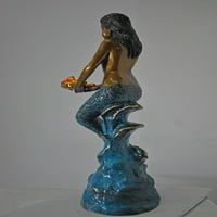 Sirena holding dva riblja brončana boja boja - veličina: 14 14 43 h
