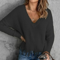 Ženski pulover džemperi obrezani pulover džemperi za žene Dressy crne s