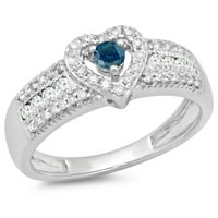 Dazzlingrock kolekcija 0. Carat 10k plavi i bijeli dijamant za brisanje svadbenog srca zaručni prsten