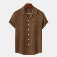 Bodysuit s ovratnikom muški ljetni havaji s majicom kratkih rukava džepna reverl košulja s dugmetom dugih rukava pamučna kafa xxxl