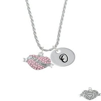 Delight nakit silvertone Big sestra baner na ružičastoj kristalno srčani skriptac inicijalni disk -