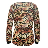 Božićni plaćeni jednodijelni pidžami prugasti leopard V-izrez s dugim rukavima kućna odjeća pidžama