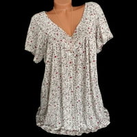 Ženski plus veličina V-izrez Henley majice Henley majice gore na vrhunski bluzani tunike, prevelike