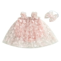 Nituyy Baby Girls Ljetne odjeće, 3D butveless 3D leptir Tulle Bodysuit + Podesite trake za glavu
