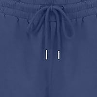 Airpow pantalone za žene Trendy plus ženska povremena pamučna i posteljina čvrsta vučna kantalara elastična struka Dugi ravni hlače za žene za čišćenje predmeta