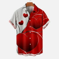 Valentinovo košulje za muškarce LEAL Dugme Down Love Heart Print kratkih rukava Ležerne prilikom labavog