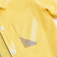 Boime Buffalo Plaid gumb niz majice kratkih rukava sa džepom haljine košulje žute 3-4t