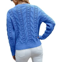 Zimski džemperi za žene kabel-pleteni džemper okrugli vrat dugih rukava modni ležerni pleteni pulover