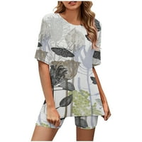 Hrumska odjeća za žene s kratkim rukavima okrugli vrat tiskani top bluza Ženska vježbanje sive veličine