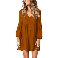 Honeeladyy prodaja Online ženske ljuljačka haljina Ljetna tunika V izrez casual labava toku majica haljine