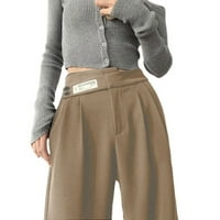 Čvrsta boja visoki struk ravne hlače za noge za žene opuštene fit trendi putuju casual pantalone vježbanje