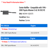 Center prigušivač - kompatibilan sa - Toyota 4runner 3.4L V 5VZ-FE 1999
