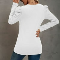 Ženske vrhove bluza Žene Ležerne prilike na dugim rukavima, majica od punog u boji Ljeto bijeli 2xl