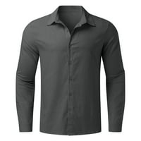 MILUXAS dugih rukava majica Majica Man Partdown ovratnik majica Ljetni ispis bluza za bluzu sklepovekvica