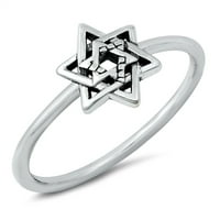 Dvostruka zvijezda Davida vječnog prstena. Sterling Silver Band nakit ženski muški unise veličine 10