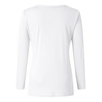Daznico Womens Vrhovi Žene Vole tiskane labave Ležerne prilike dugih rukava V izrez Plus majice za žene