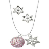 DELIGHT nakit silvertone Veliki super sjajni kristalno ružičasti AB odbojka srebrni ton snježne pahulje