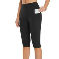 Ženske joge hlače Čvrsto boje Capri hlače Visoko stručna vježba vježba kapris duljina koljena za ležerne