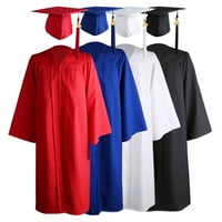 HESroicy Diplomski sezona Bachelor haljina sa šeširom i rese - labavim fit, zatvarač sa zatvaračem, čvrsta boja, dizajn V-izreza - Pribor za studentske akademske haljine