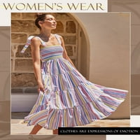 Žene Striped Ispis Pleased slojeviti rub čipkajte srednje haljine