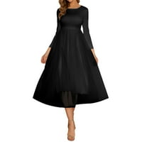 Zrbywb modna ženska haljina mreža za šivanje crne haljine plus veličina Ženska ženska struka okrugla